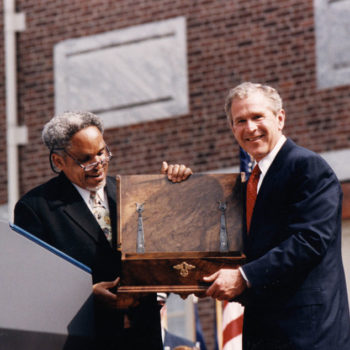 Providence Forum presents a Bible Box to George W Bush